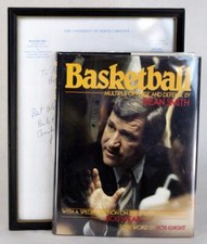 Dean Smith Signed + Letter Basketball Multiple Offense & Defense UNC Tarheels