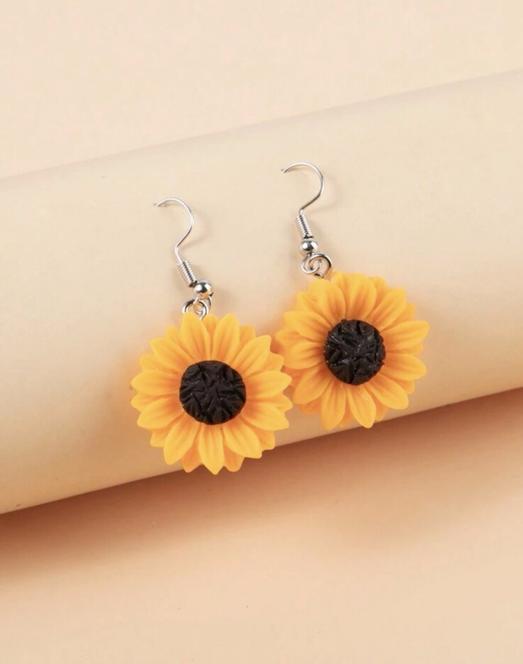 Sunflower Resin Drop Earrings