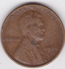 1924 S  Lincoln Wheat Cent,  semi key date with Very Fine details