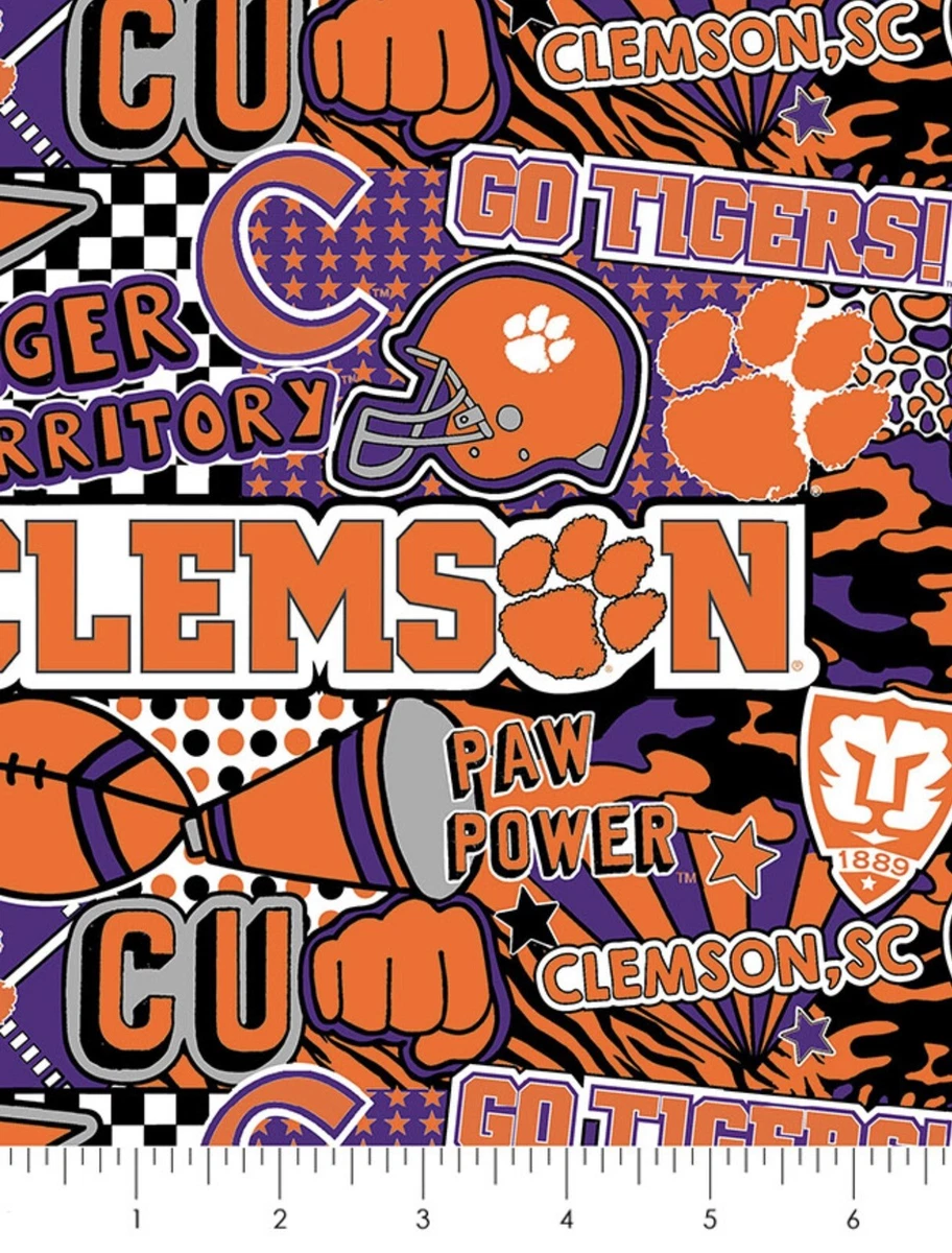 CLEMSON TIGERS POP ART TAILGATING COTTON FABRIC FAN FAVORITE NCAA