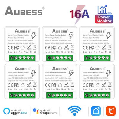 AUBESS Tuya WiFi MiNi Smart Switch With Energy Monitor 16A 2-way control Timer W