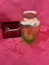 FLAWLESS Exquisite BACCARAT France Green Glass AQUARELLE Crystal BUD FLOWER VASE