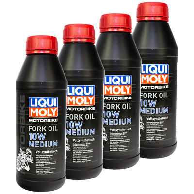 LIQUI MOLY Motorbike Gabelöl 10W medium 4x500ml für Aprilia Benelli Honda Suzuki