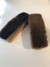 2 Vintage  HORSE HAIR  Shoe Shine Brushes, 1 Dark / 1 Light, Shoe Polish,