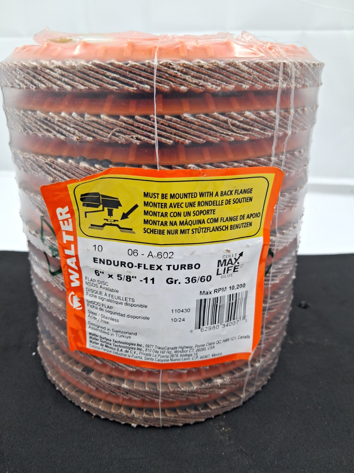 Walter Enduro-Flex Turbo 6in Type 29 Flap Disc 36 Grit Zirconia 5/8-11