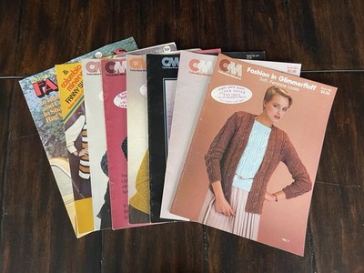 Lot of 9 Vintage Columbia Minerva Knitting Crochet Patterns & Leaflets 70s-80s
