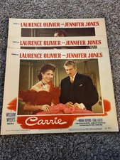 Vintage Movie Lobby Cards (3) "Carrie" 1952 Jennifer Jones Laurence Olivier