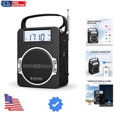 Radio Portable AM FM Digital Radios Clock Radio with Bluetooth 5 Watts Loud S...