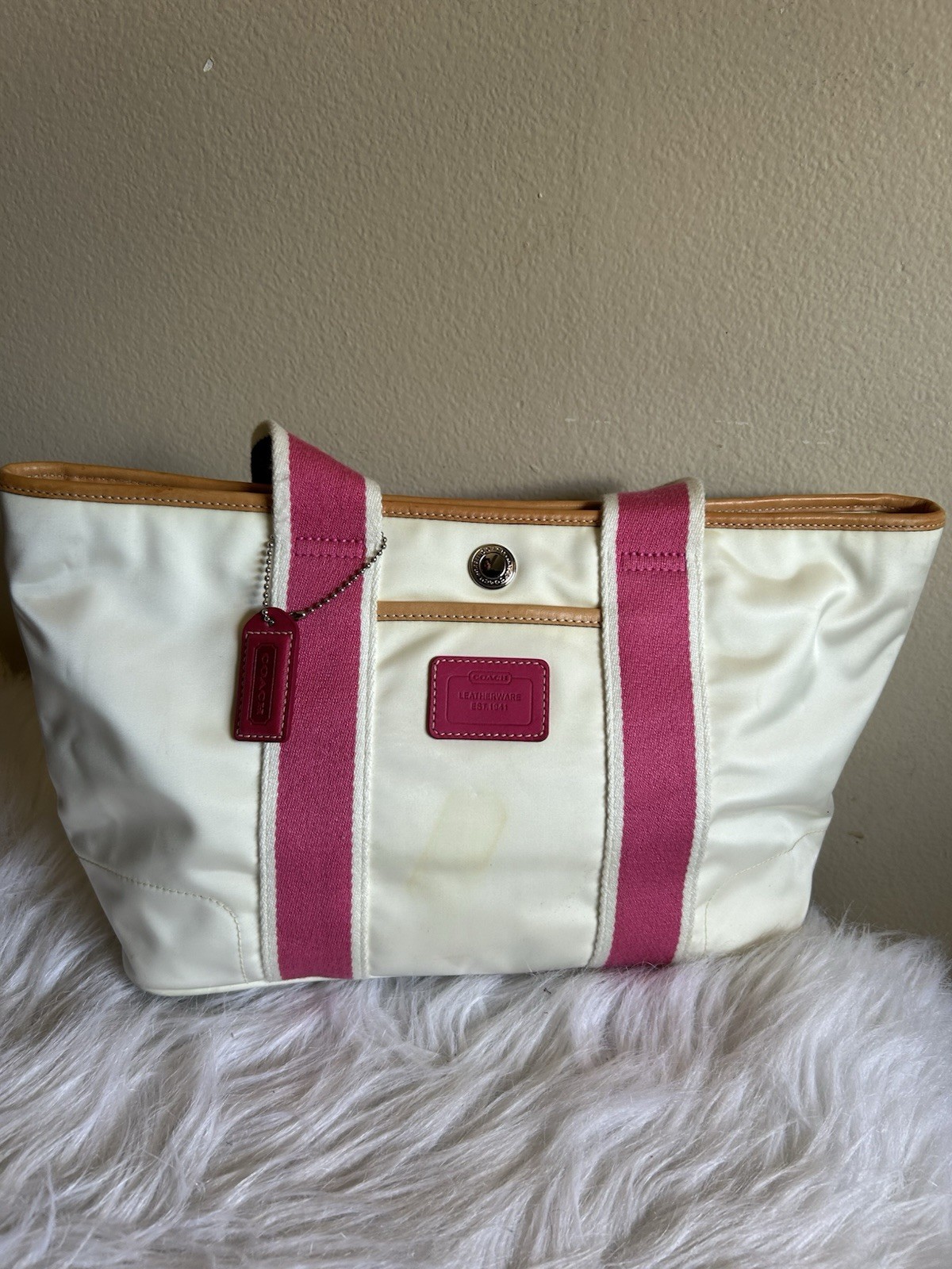 Y2K Coach Hamptons Small Tote Bag Pink Preowned - Gem