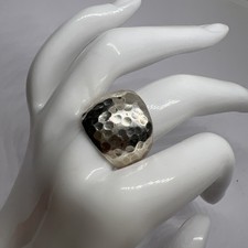 Signed 925 Sterling Silver Modernist Hammered Ring Size 7