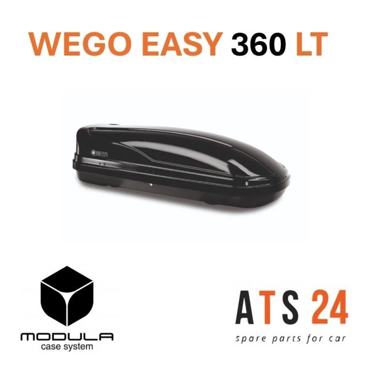 BOX BAULETTO DA TETTO AUTO 360 LT NERO LUCIDO  BOX WEGO EASY  140X90X39 75KG