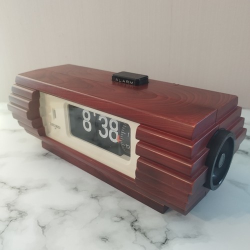 1970s Vintage Rare Brown Flip Alarm Clock SEIKO Plug in Electric Tested Japan