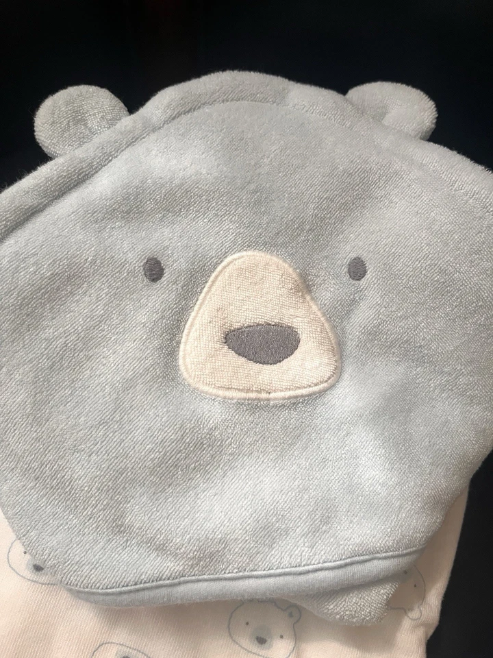 Carter’s 2-Pack Towel Set Bear Hooded Towel + Bath Towel Baby Toddler Blue NWOT - Image 3 of 4