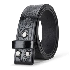 New 3.8cm-1.5inch Width Black Belt Without Buckle Genuine Leather Belt No Buckle