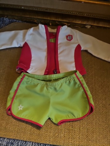 American Girl Doll Track Outfit Set Athletic Running Clothing AG Pink Green - Picture 18 of 24