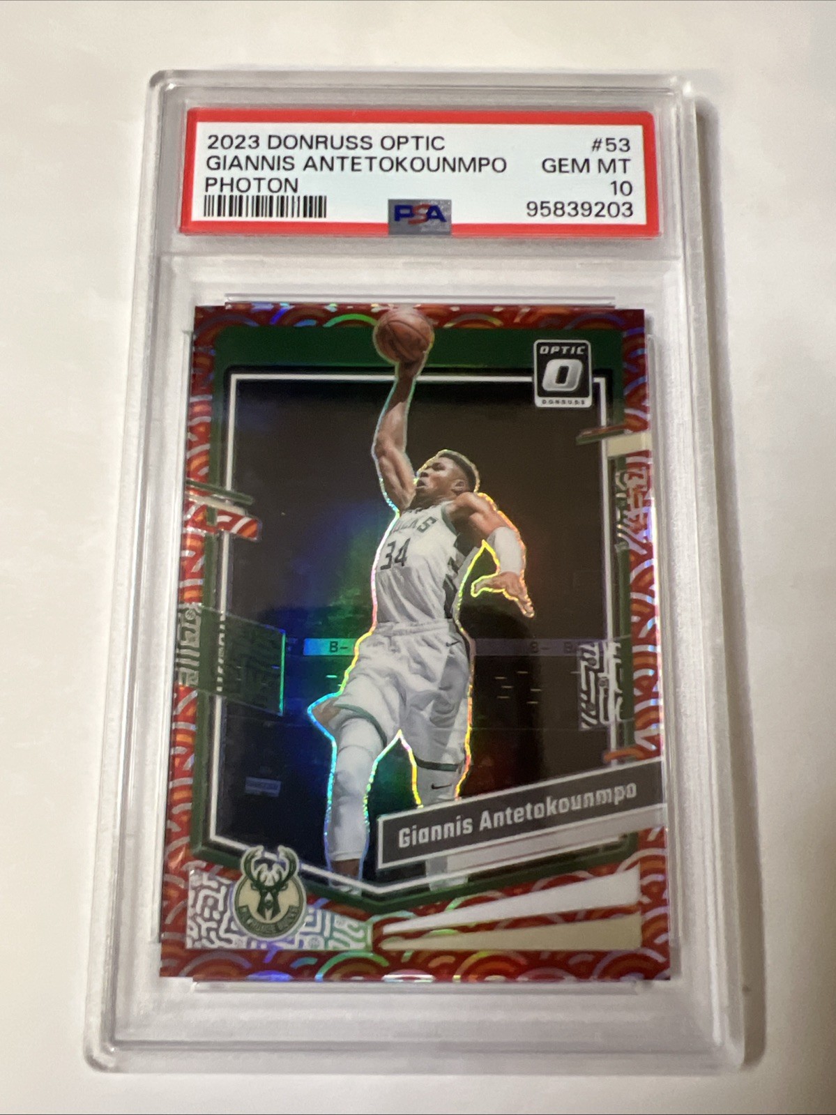 Giannis Antetokounmpo 2023-24 Panini Donruss Optic Photon #53 PSA 10 SP