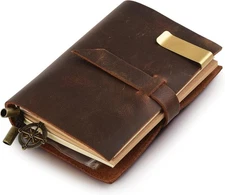 Genuine Leather Diary,Refillable Pages Leather Journal,Pocket Size,Handmade