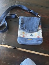 Handmade Blue Denim Mushroom Print Small Cros...