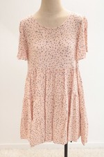 VTG By Together Tiered mini dress size M Pink Babydoll Swing Dainty Boho Dainty
