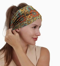 Bohemian Style Women's Headband Vintage Hippie Blue/Yellow Flowers