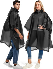 2 Pack Rain Ponchos for Adults Reusable - Raincoats Survival Emergency Heavy Dut