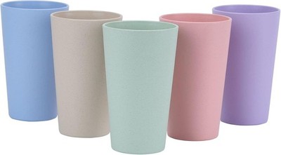 LuckyZone Wheat Straw Unbreakable Cup | 5 Count (Pack of 1), 20 oz/5Color_A 