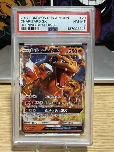 2017 Pokemon Sun & Moon Burning Shadows Charizard GX #20/147 PSA 8