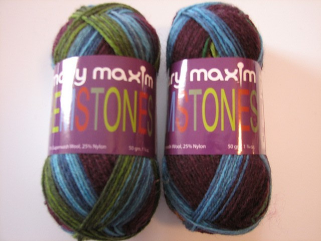mary maxim GEMSTONES wool sock fingering yarn self-striping Peridot DISCONTINUED
