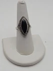 925 Vintage Onyx And Marcasite Sterling Silver Ring (Missing Stone) Size 8