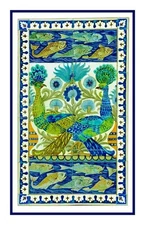 Arts & Crafts Peacock Design DeMorgan Counted Cross Stitch Chart Pattern