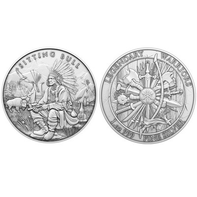 1 Troy oz Sitting Bull Design .999 Fine Silver Round.....