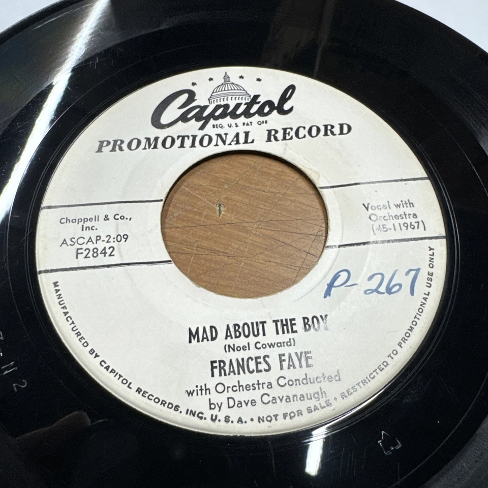 Frances Faye - Summertime / Mad About The Boy 45 ~ 1954 Capitol PROMO ~ RARE Foto 4 de 4