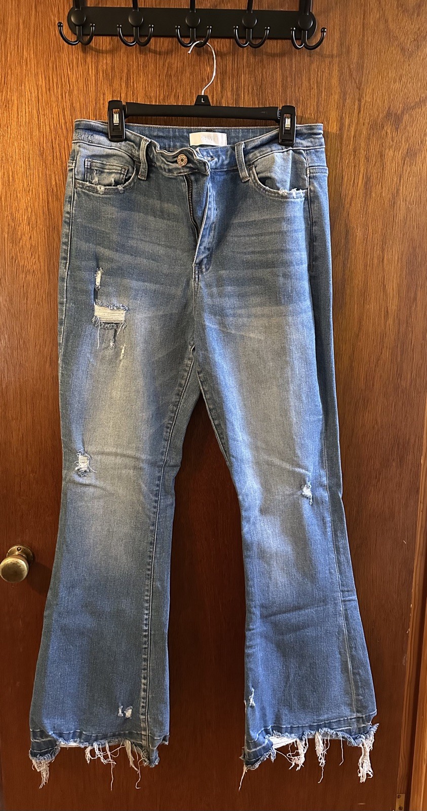 Vervet Jeans Womens Blue Flare Leg Stretch Denim High Rise Distressed (32)
