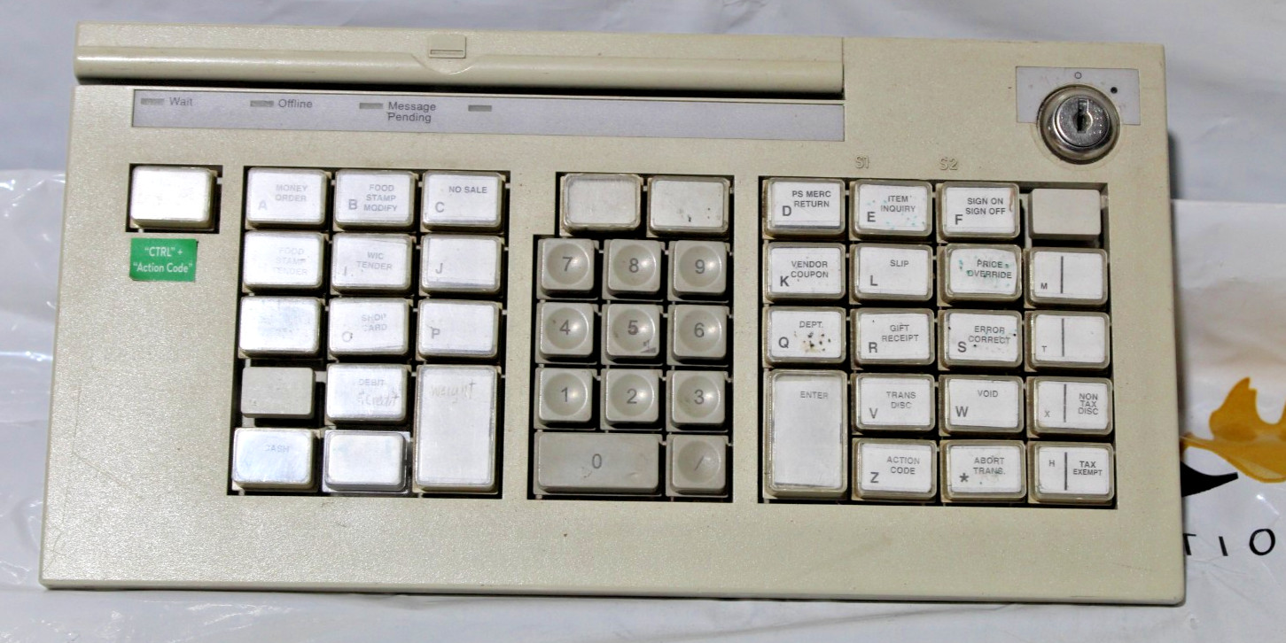 IBM Model M7 Point-Of-Sale POS Keyboard w/White Buttons NO KEY INCLUDED