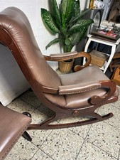 Schaukelstuhl - Vintage -  Chesterfield 50 70er Leder Sessel Relaxsessel Hocker