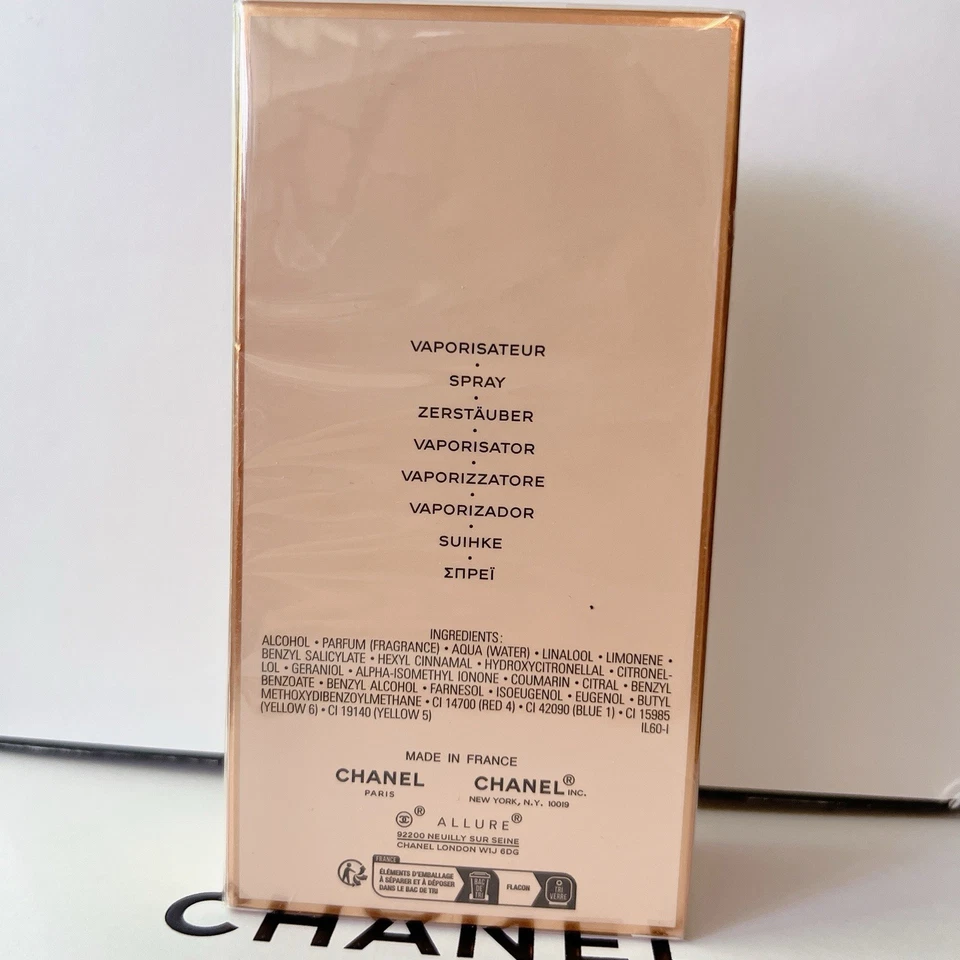 Chanel Allure 3,4 унц /100 мл женская парфюмированная вода новый в коробке - Изображение 2 из 3