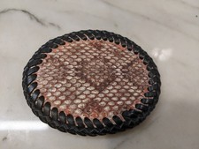 Vintage-Inspired Leather Belt Buckle Western Style, Braided Edge, Rustic Tan