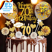 Tortendeko 70 Geburtstag Frau Mann, 20 Pcs Cake Topper Gold 70. Geburtstag Deko,