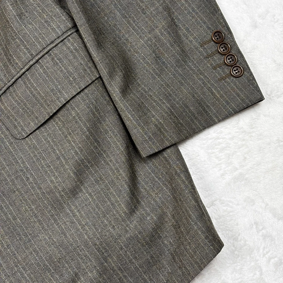 Traje Canali 2 Piezas Para Hombre 48R/38W Marrón Espiga 100% Lana Chaqueta Pantalones Italia Foto 4 de 4