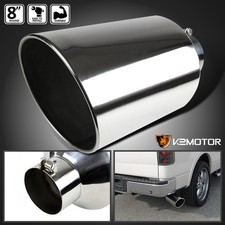 Fits 15 Long 4 Inlet 8 Outlet Chrome Ss Bolt-on Truck Exhaust Muffler Tip