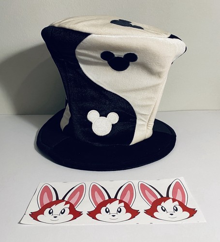 Disney Parks Mad Hatter Hat Mickey Mouse Black White Yin Yang Adult Size - Picture 3 of 9