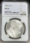 1882-S Morgan Silver Dollar $1 NGC MS63 - Proof Like Reverse