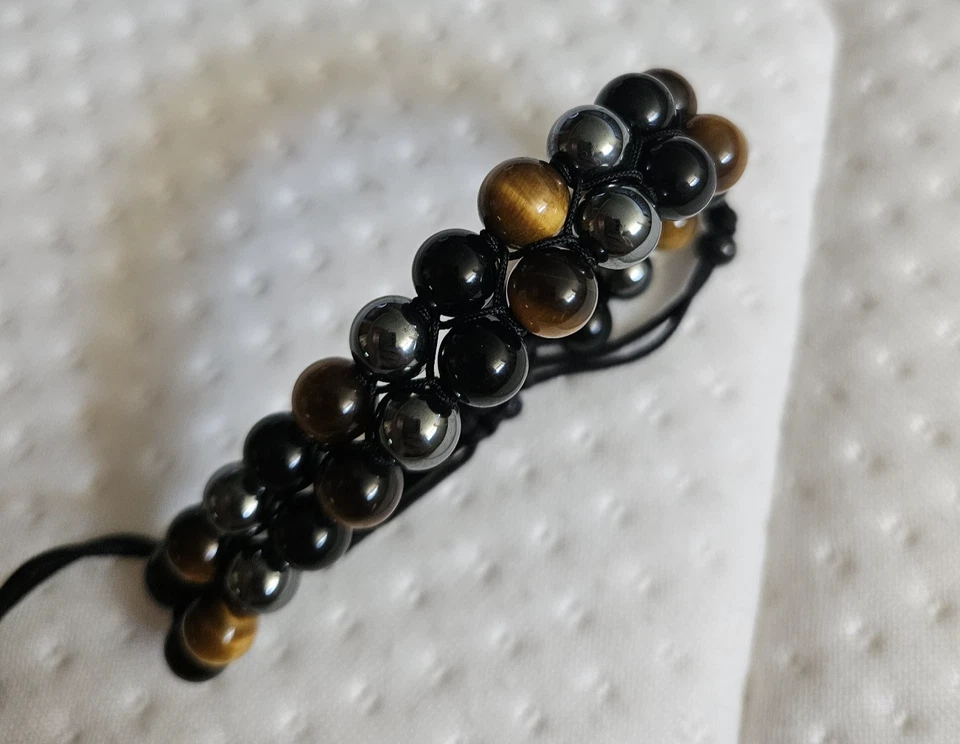 Pulsera RTZN negra, dorada, gris con cuentas para hombre - Joyería Marruecos auténtica Foto 2 de 4