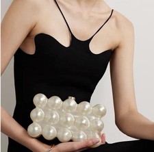 Vintage Clutch Purse Beaded Cream Pearl