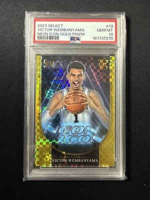 Victor Wembanyama 2023 Select Gold Neon Icon Rookie # 1/10 Jersey # POP 4🔥
