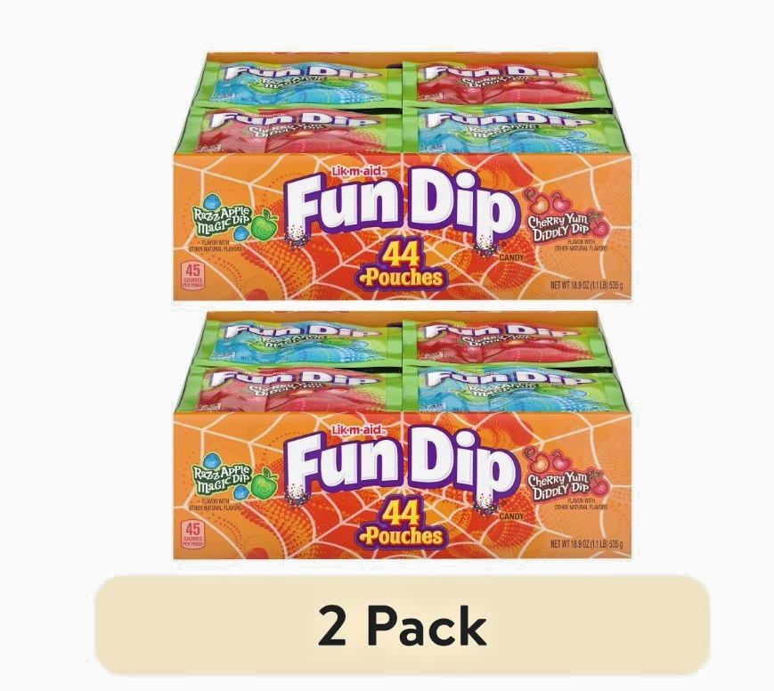 (2 pack) Fun Dip Razz Apple Magic Dip & Cherry Yum Diddly, Halloween Candy, 44 C