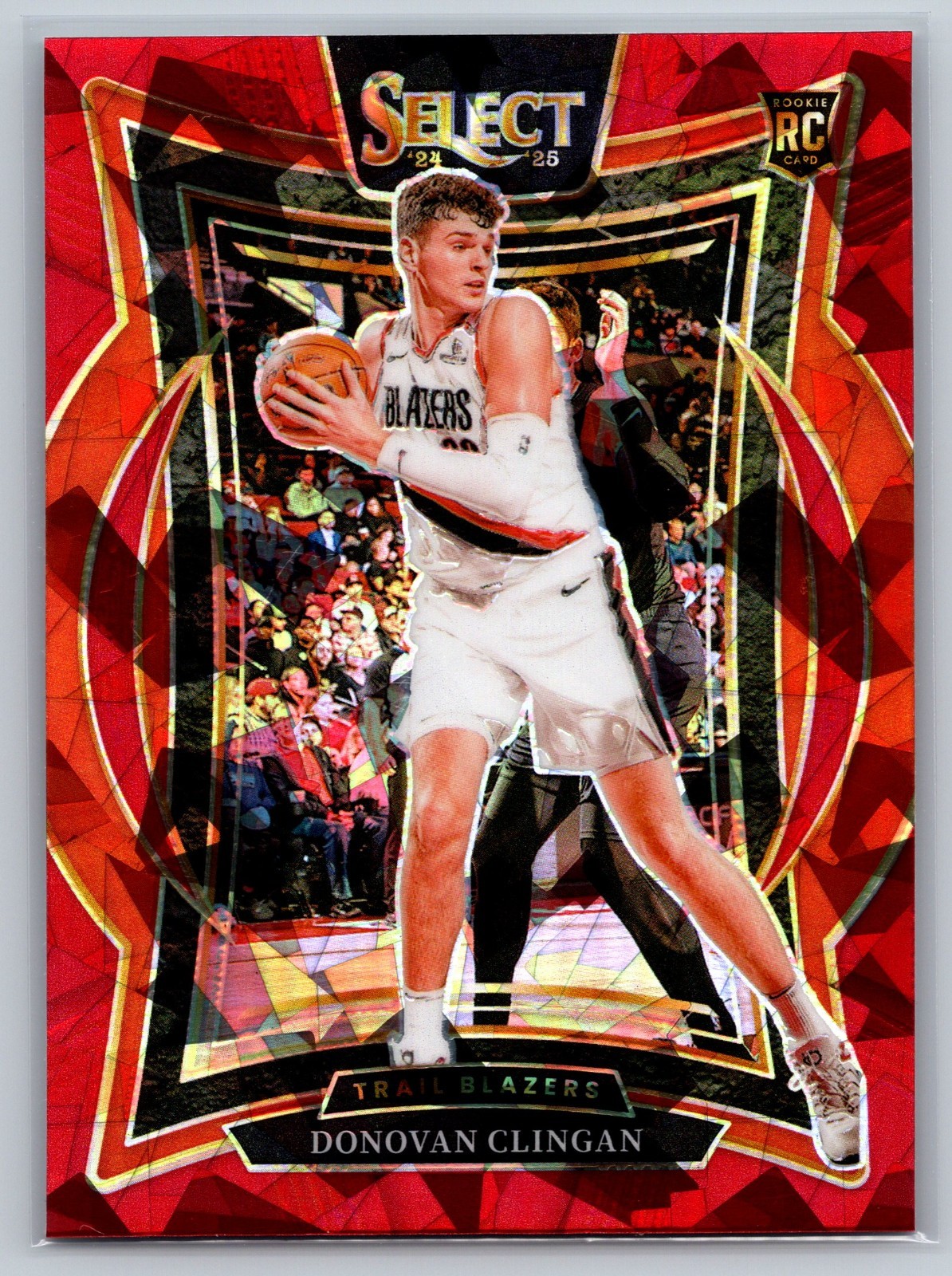 2024-25 Panini Select - Concourse Donovan Clingan #69 Red Cracked Ice Prizm (RC)
