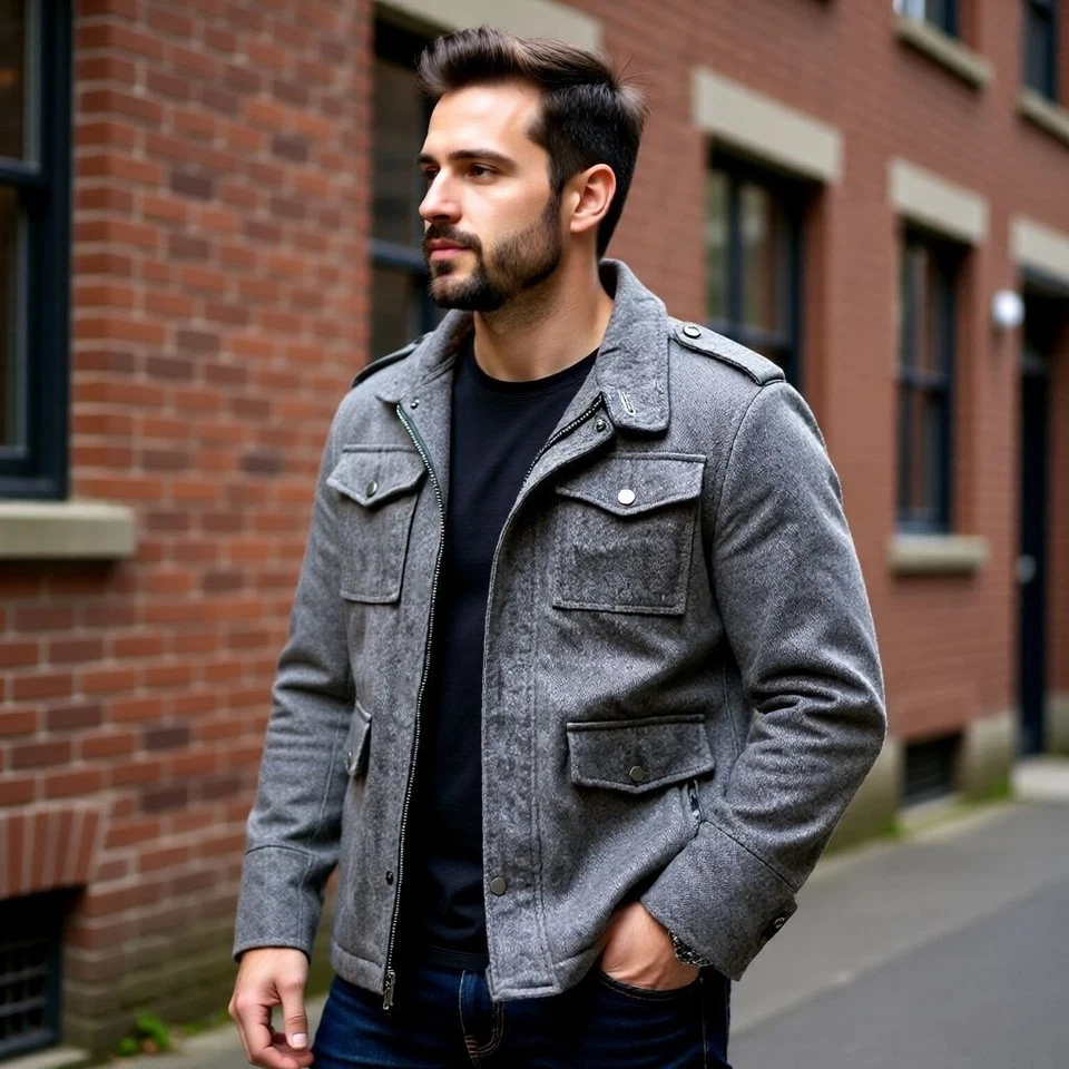 Brave Soul Mens Black Label Wool Blend Jacket Large Gray - Image 3 of 4