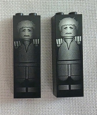 LEGO Star Wars Han Solo Carbonite Black Brick 2454ps5 Lot of 2 Worn Print