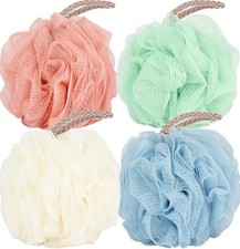 Loofah Shower Sponges 4 Pack Mesh Bath Scrubbers Exfoliating Body Wash